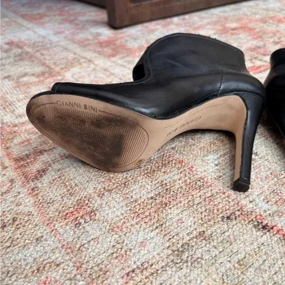 Gianni Bini Black Peep-Toe Ankle Booties - Picture 7 of 7